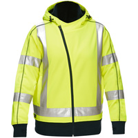 Bisley&reg; X-Back Women's Contoured Full Zip Hooded Sweatshirt with Sherpa Lining, Small, High Visibility Lime-Yellow Pronet Distribution
