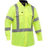 Bisley&reg; X-Back Long Sleeve Work Shirt with X-Airflow, Poly-Cotton, Small, High Visibility Lime-Yellow Pronet Distribution