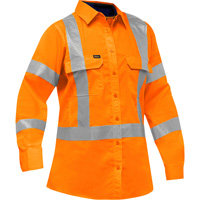 Bisley&reg; X-Back Women's Long Sleeve Work Shirt with X-Airflow, Poly-Cotton, Small, High Visibility Orange Pronet Distribution