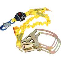 Twin-Leg Stretch Web Shock-Absorbing Lanyard, 6', Rebar Hook Center, Snap Hook Leg Ends Pronet Distribution