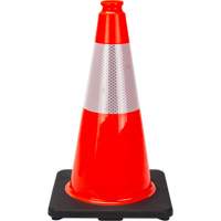 C&ocirc;ne de signalisation de premi&egrave;re qualit&eacute;, 18", Orange, Bande(s) r&eacute;fl&eacute;chissante(s) 6" Pronet Distribution