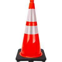C&ocirc;ne de signalisation de premi&egrave;re qualit&eacute;, 28", Orange, Bande(s) r&eacute;fl&eacute;chissante(s) 4" & 6" Pronet Distribution