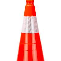 C&ocirc;ne de signalisation de premi&egrave;re qualit&eacute;, 28", Orange, Bande(s) r&eacute;fl&eacute;chissante(s) 4" Pronet Distribution