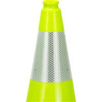 C&ocirc;ne de signalisation de premi&egrave;re qualit&eacute;, 18", Vert lime, Bande(s) r&eacute;fl&eacute;chissante(s) 6" Pronet Distribution