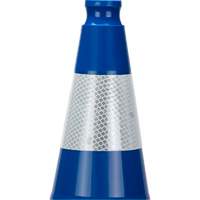 C&ocirc;ne de signalisation de premi&egrave;re qualit&eacute;, 28", Bleu, Bande(s) r&eacute;fl&eacute;chissante(s) 4" Pronet Distribution