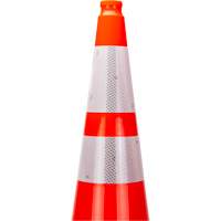 C&ocirc;ne de signalisation de premi&egrave;re qualit&eacute;, 36", Orange, Bande(s) r&eacute;fl&eacute;chissante(s) 4" & 6" Pronet Distribution