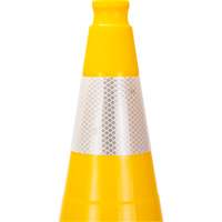 C&ocirc;ne de signalisation de premi&egrave;re qualit&eacute;, 28", Jaune, Bande(s) r&eacute;fl&eacute;chissante(s) 4" Pronet Distribution