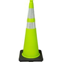 C&ocirc;ne de signalisation de premi&egrave;re qualit&eacute;, 36", Vert lime, Bande(s) r&eacute;fl&eacute;chissante(s) 4" & 6" Pronet Distribution