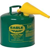 Safety Can for Combustibles with Funnel, Type I, Galvanized Steel, 5 US gal., Green, FM Approved/UL/ULC Listed Pronet Distribution