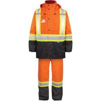 Ensemble de pluie haute visibilit&eacute; en tissu 150 deniers, Polyester, Petit, Orange haute visibilit&eacute; Pronet Distribution