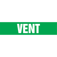 "Vent" Pipe Markers, Self-Adhesive, 4" H x 24" W, White on Green Pronet Distribution