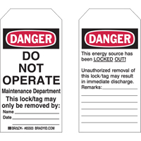 Lockout Tags, Plastic, 3" W x 5-1/2" H, English Pronet Distribution