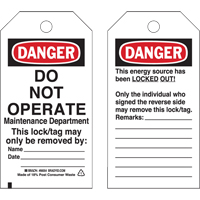 Lockout Tags, Plastic, 3" W x 5-3/4" H, English Pronet Distribution