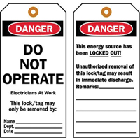 Lockout Tags, Plastic, 3" W x 5-1/2" H, English Pronet Distribution