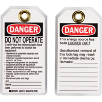 Lockout Tags, Plastic, 3" W x 5-1/2" H, English Pronet Distribution