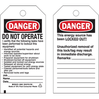 Lockout Tags, Plastic, 3" W x 5-3/4" H, English Pronet Distribution
