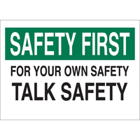Enseigne  Talk Safety , 10" x 14", Aluminium, Anglais Pronet Distribution