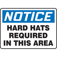 "Hard Hats Required" Sign, 7" x 10", Vinyl, English Pronet Distribution