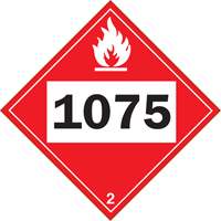 1075 Liquefied Petroleum Flammable Gas TDG Placard, Plastic Pronet Distribution