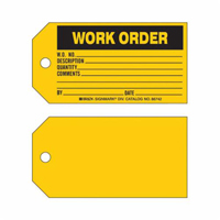 "Work Order" Tag, Paper, 5-3/4" W x 3" H, English Pronet Distribution