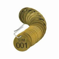 Numbered "STM" Valve Tags, # 001-025, Brass, 1.5" dia Pronet Distribution