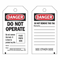 Self-Laminating "Do Not Operate" Tags, Polyester, 3" W x 5-3/4" H, English Pronet Distribution