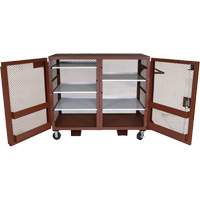 Mobile Mesh Cabinet, Steel, 49 Cubic Feet, Red Pronet Distribution