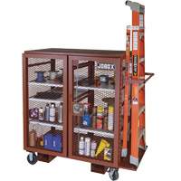 Mobile Mesh Cabinet, Steel, 37 Cubic Feet, Red Pronet Distribution