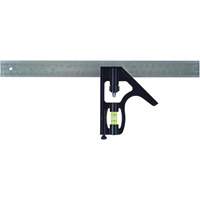 English/Metric Combination Square, 12" L, 1/16" Graduations, Steel, Chrome Plated Pronet Distribution
