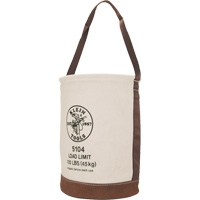 Bucket with Leather Bottom, 17" H, Canvas, Beige Pronet Distribution