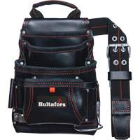 Carpenter's Nail & Tool Bag, Leather, 11 Pockets, Black Pronet Distribution