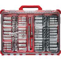 Jeu de cliquets et douilles m&eacute;triques/SAE avec organisateur PACKOUT &agrave; profil bas, 98 Mcx, Prise de 3/8" Pronet Distribution