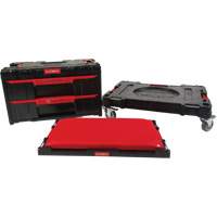 Ensemble de coffres &agrave; outils Arx de 3 morceaux avec socle &agrave; roulettes pivotantes, 23-1/10" x 15" x 13-2/5', Noir Pronet Distribution