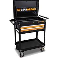Chariot utilitaire, 2 tiroirs, 32-1/2" la x 42" h, Noir/Orange Pronet Distribution