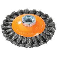 Brosse concave &agrave; fils nou&eacute;s torsad&eacute;s, Dia. 7", Fils 0,02", Arbre 5/8"-11, Acier Pronet Distribution