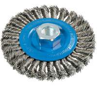 Wide Knotted Wire Wheel Brush, 4-1/2" Dia., 0.02" Fill, 5/8"-11 Arbor, Aluminum/Stainless Steel Pronet Distribution