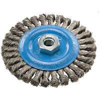 Wide Knotted Wire Wheel Brush, 5" Dia., 0.02" Fill, 5/8"-11 Arbor, Aluminum/Stainless Steel Pronet Distribution