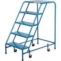 Escabeau roulant, 5 marches, Largeur de la marche 18", Hauteur de la plateforme 46", Acier Pronet Distribution