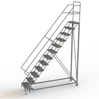 Safety Slope Rolling Ladder, 12 Steps, Serrated, 50° Incline, 120" High Pronet Distribution