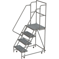 Escabeaux roulants &agrave; dessus profond, 4 marches, Largeur de la marche 16", Hauteur de la plateforme 40", Acier Pronet Distribution