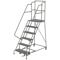 Escabeaux roulants &agrave; dessus profond, 7 marches, Largeur de la marche 16", Hauteur de la plateforme 70", Acier Pronet Distribution