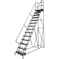 Deep Top Step Rolling Ladder, 14 Steps, 24" Step Width, 140" Platform Height, Steel Pronet Distribution