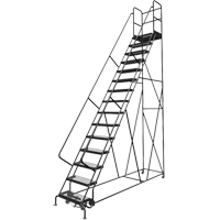 Deep Top Step Rolling Ladder, 15 Steps, 24" Step Width, 150" Platform Height, Steel Pronet Distribution