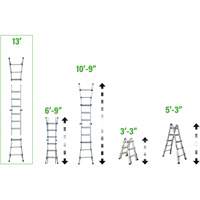 Telescoping Multi-Position Ladder, 2.916' - 9.75', Aluminum, 300 lbs., CSA Grade 1A Pronet Distribution