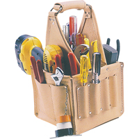 Porte-outils pour &eacute;lectricien et travaux d'entretien, Cuir, 17 pochettes, Beige Pronet Distribution