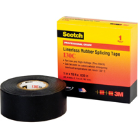 Scotch&reg; Linerless Rubber Splicing Tape 130C, 25.4 mm (1") x 9.14 m (30'), Black Pronet Distribution