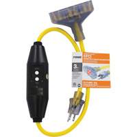 Adaptateurs pour disjoncteurs de fuite &agrave; la terre &agrave; trois prises Shocksafe, 125 V, 15 A, Cordon de 3' Pronet Distribution